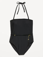 Strapless Belted One-Piece Swimsuit