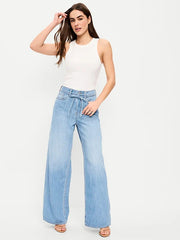 High-Waisted Drapey Wide-Leg Jeans