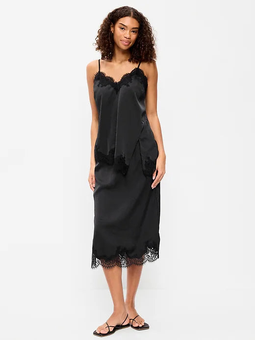 Lace Slip Midi Skirt