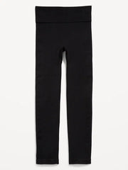 Fitted High-Waisted 7/8-Length Seamless Performance Leggings for Girls
