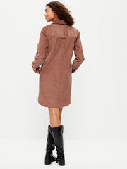 Long-Sleeve Denim Mini Shirt Dress