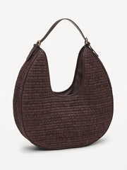 Oversized Raffia Hobo Bag