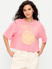 Fleetwood Mac™ Crew-Neck Oversized Crop T-Shirt