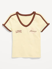 Fitted Short-Sleeve Graphic T-Shirt for Girls