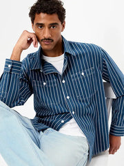 Loose Fit Striped Workwear Shirt