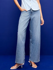 High-Waisted Baggy Wide-Leg Stretch Jeans