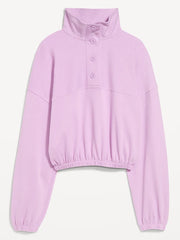 Button-Up Funnel-Neck Sweatshirt