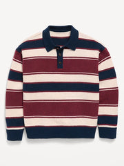 SoSoft Oversized Collared Striped Sweater for Boys