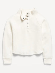 CozePlush Waffle Knit Henley Top for Girls