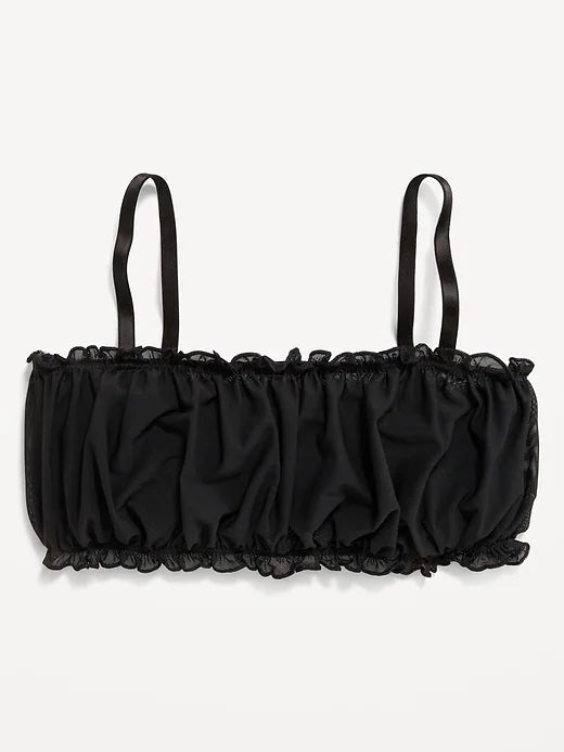 Ruffle-Edge Mesh Bralette