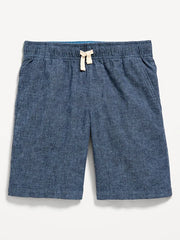 Knee Length Linen-Blend Dock Shorts for Boys
