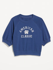 Short-Sleeve Cropped Raglan Sweatshirt
