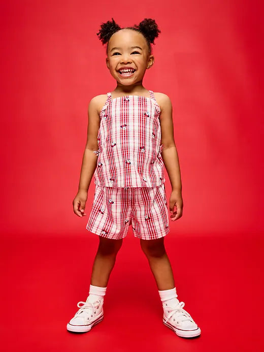 Old Navy x Disney Minnie Mouse Sleeveless Plaid Top & Shorts Set for Toddler Girls