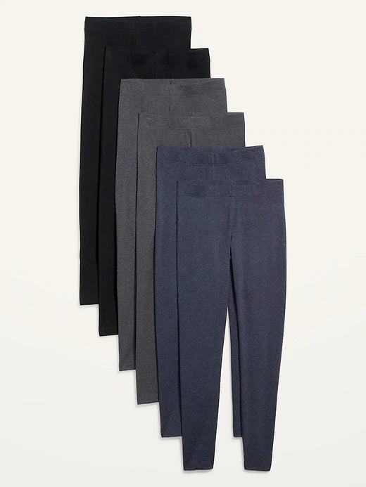 High-Waisted Fashion Layering Leggings 6-Pack