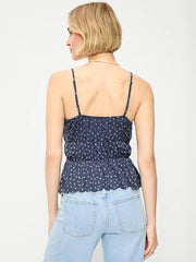 Lace-Trim Smocked-Waist Tank Top