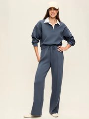 Mid-Rise Dynamic Fleece Textured Wide-Leg Sweatpants