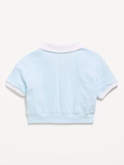 Short-Sleeve Cropped Retro Terry Polo for Girls