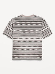 Oversized Short-Sleeve Textured Striped T-Shirt for Boys