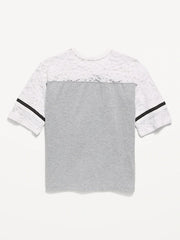 Oversized Lace Football-Style T-Shirt for Girls