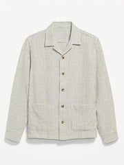 Long-Sleeve Textured Camp Shirt