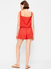 High-Waisted Lace-Trim Shorts