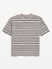 Oversized Short-Sleeve Textured Striped T-Shirt for Boys