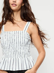 Smocked Peplum Tank Top