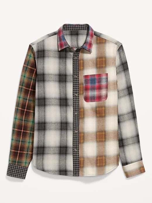Relaxed Long-Sleeve Plaid Flannel Pocket Shirt
