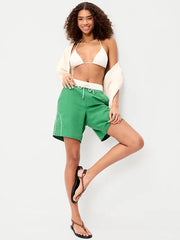 Mid-Rise Loose Swim Board Shorts