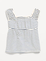 Printed Short-Sleeve Scallop-Trim Top for Girls