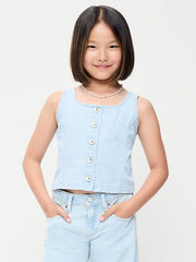 Button-Front Denim Tank Top for Girls