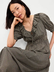 Ruffle-Trim Boho Maxi Dress