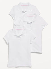 School Uniform Jersey-Knit Polo Shirt 3-Pack for Girls