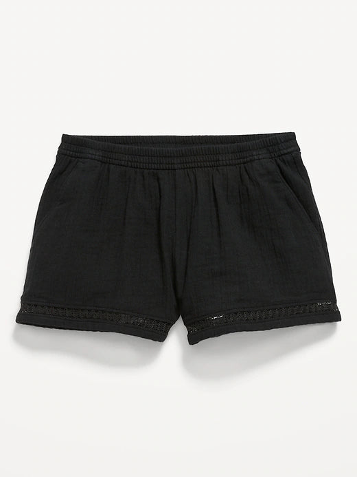 Double-Weave Crochet-Trim Shorts for Girls