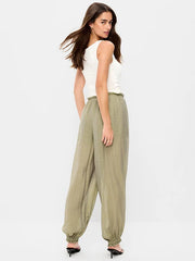 High-Waisted Sheer Chiffon Harem Pants