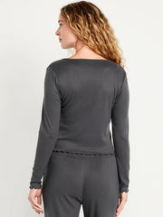 Cozy Lettuce-Edge Pajama Top