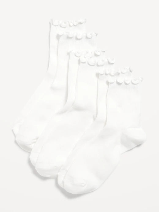 Ruffled Crew Sock 3-Pack for Women