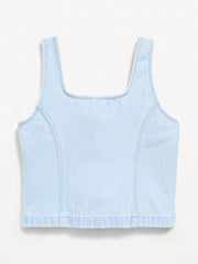 Button-Front Denim Tank Top for Girls