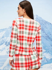 Scoop-Neck Waffle Pajama Top for Women