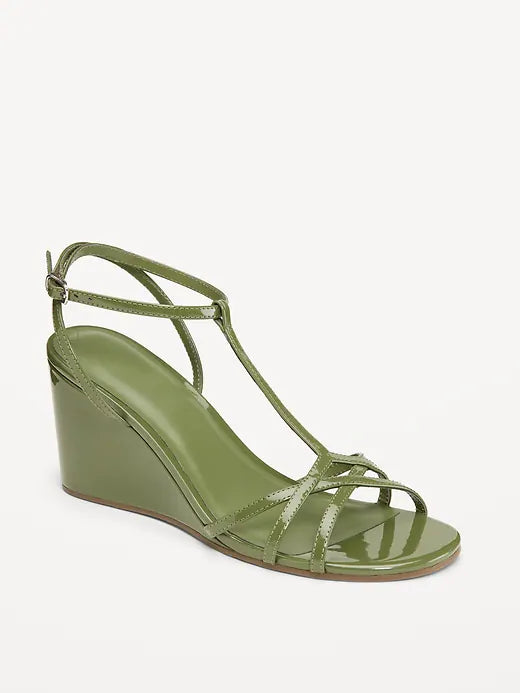 T-Strap Wedge Sandals for Women