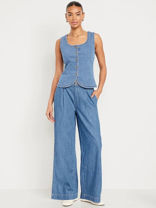 High-Waisted Taylor Trouser Wide-Leg Pants