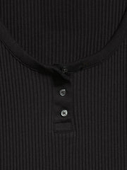 Scoop-Neck Fitted Henley Top