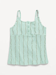 Fitted Printed Henley Tank Top for Girls