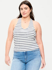 Sleeveless Ribbed Loop-Back Tank Top