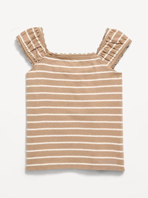 Short-Sleeve Ribbed Top for Girls