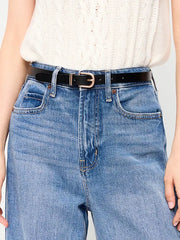 Classic Slim Faux-Leather Belt