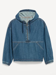 Denim Popover Hooded Jacket