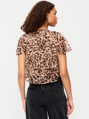 Tiered Ruffle Tie-Front Top