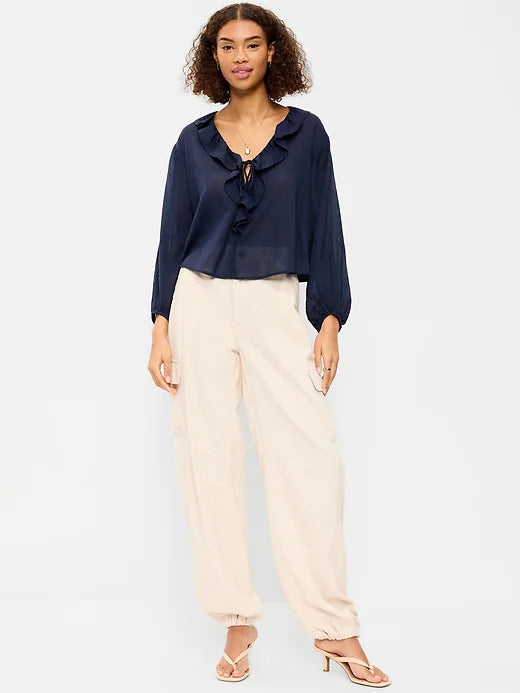 Twill Barrel Cargo Pants