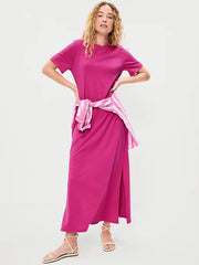 Vintage Crew-Neck Maxi Dress